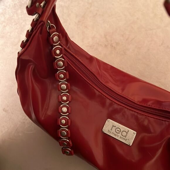 VTG *ROCKSTUD* Wide Vegan Patent Style Strap Handbag ROCKER 90’s Y2K 80’s - Picture 5 of 16